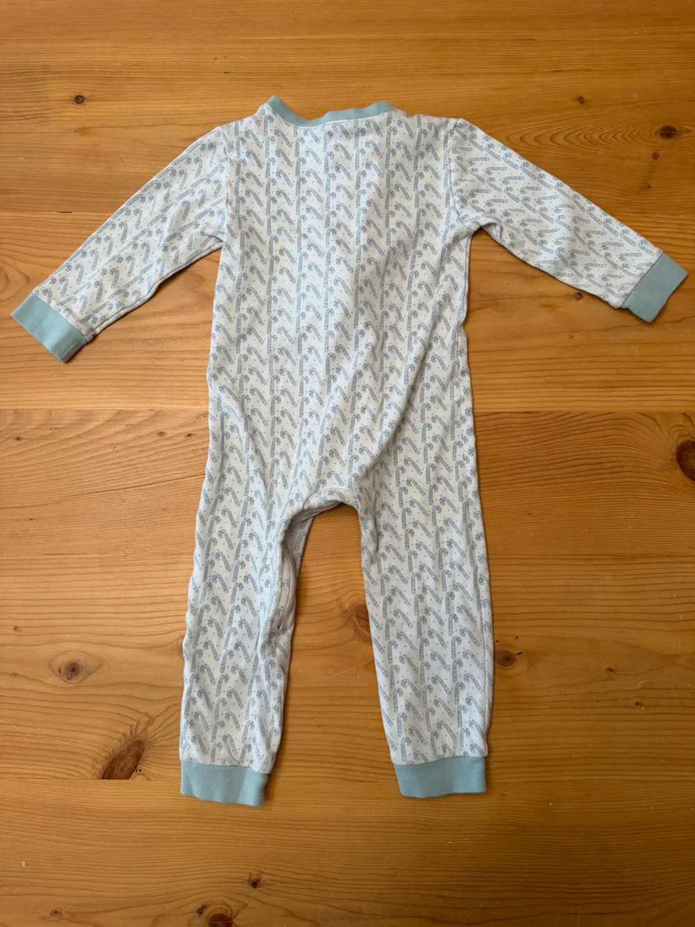 Baby One-Piece Zip Footless Christmas Pajamas in Light Blue